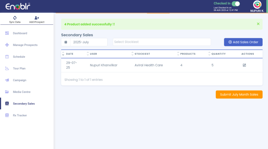 Secondary Sales tracking